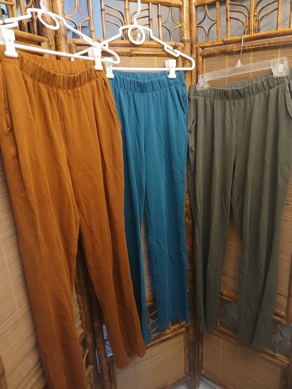 Lands' End Wide-Leg Pull-On Pants in Rust, Teal & Olive